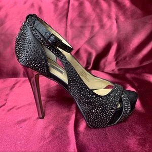 International Concepts Black Rhinestone Heels 8